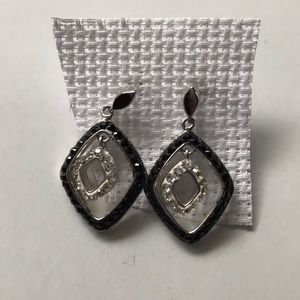 Black and silver rhinestone earrings